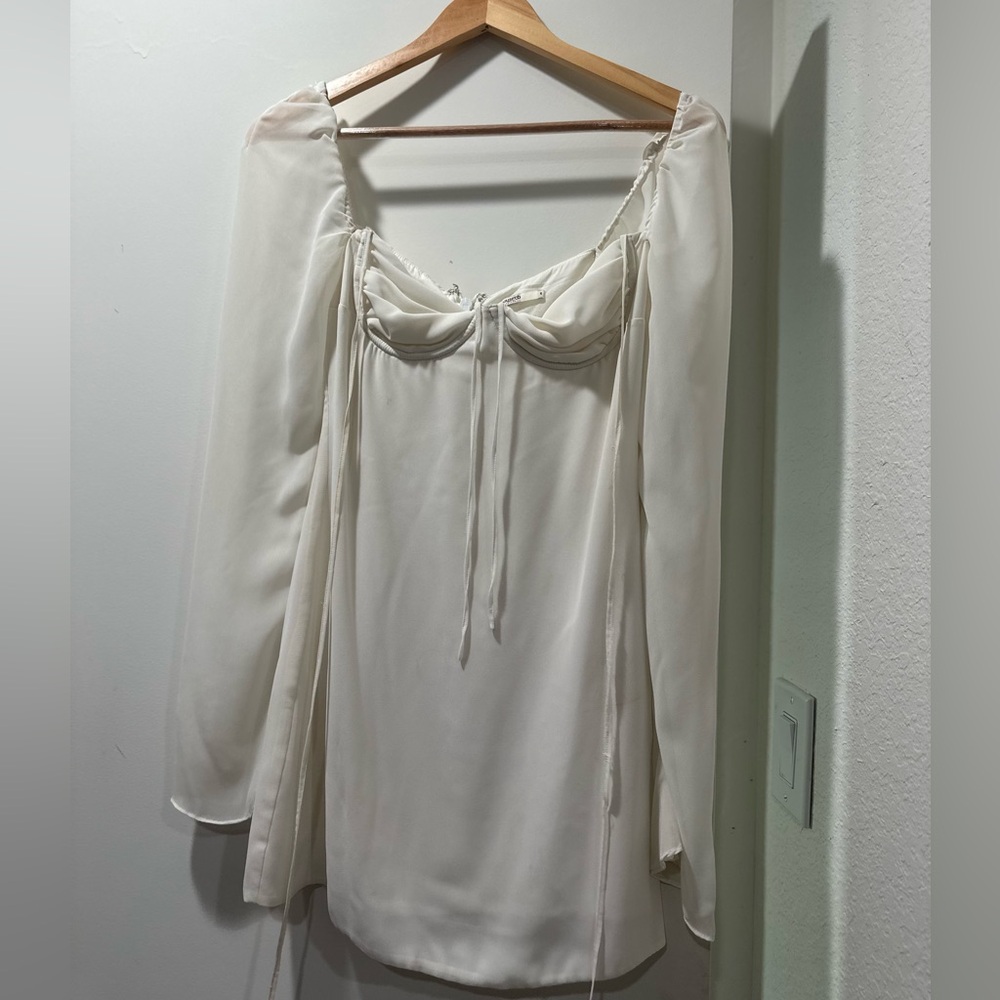 House of CB White Mini Dress, Sheer sleeves